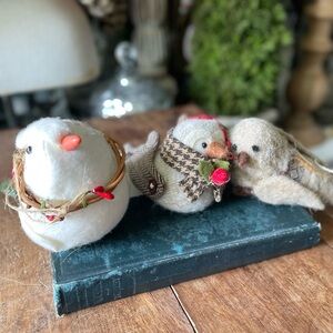 Feathery Friends felt Birds Christmas tree ornaments